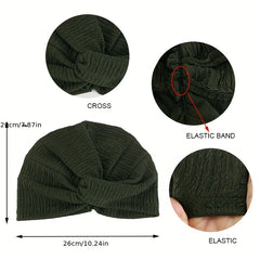 Pleated Twist Knot Turban Elastic Chemo Cap for Cancer Patient Hair Loss