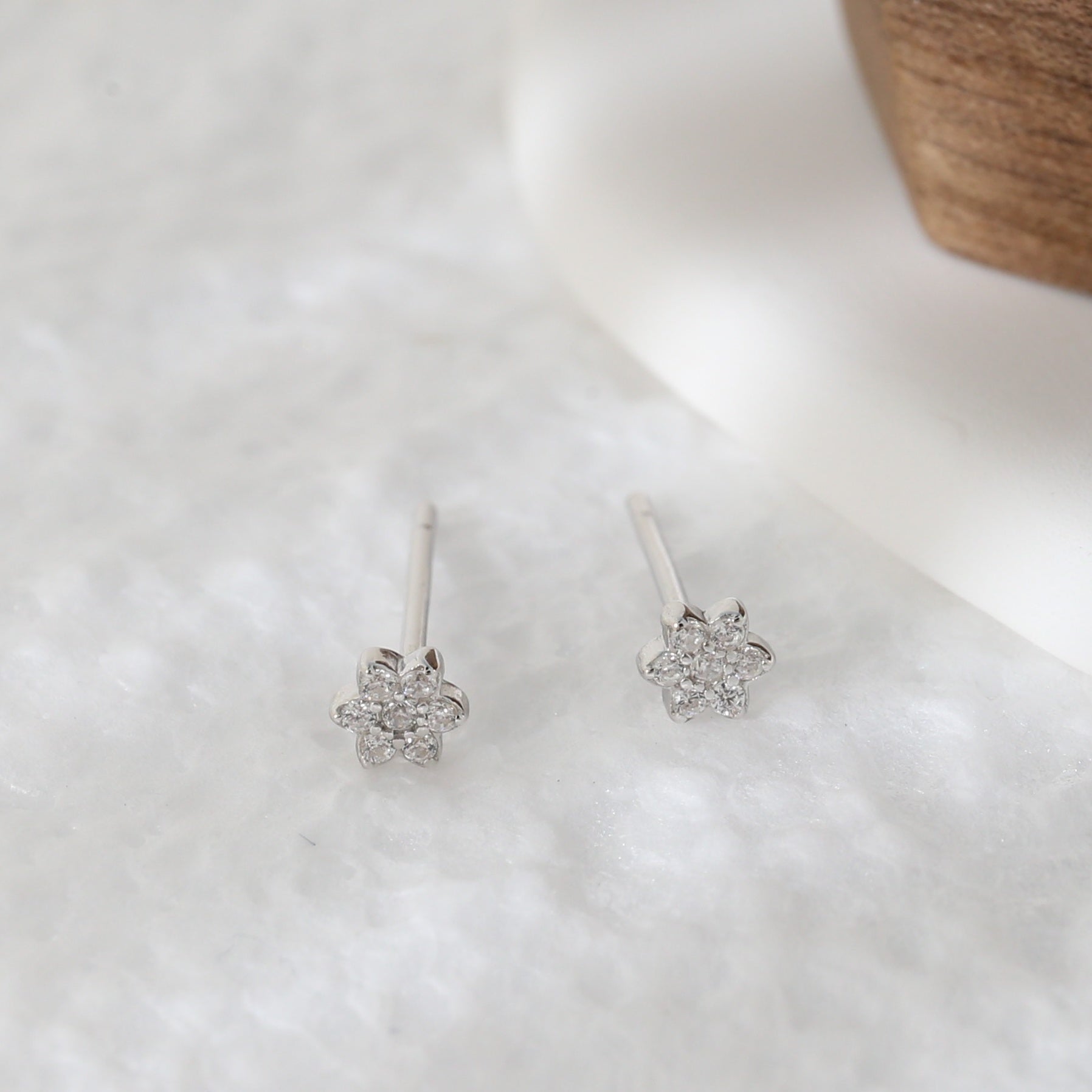 925 Silver Mini Hexagonal Star Stud Earrings for Girls