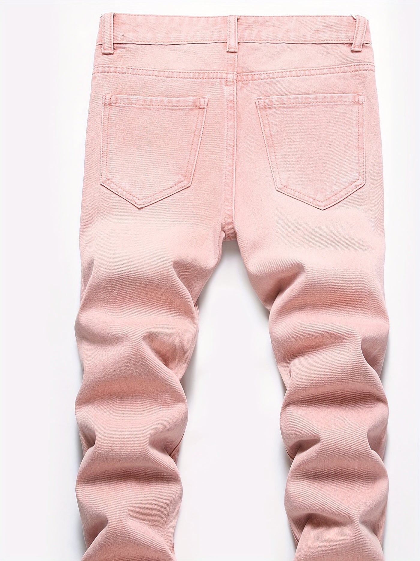 Boys Ripped Skinny Jeans Non-stretch Washed Denim Long Pants