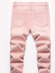 Boys Ripped Skinny Jeans Non-stretch Washed Denim Long Pants