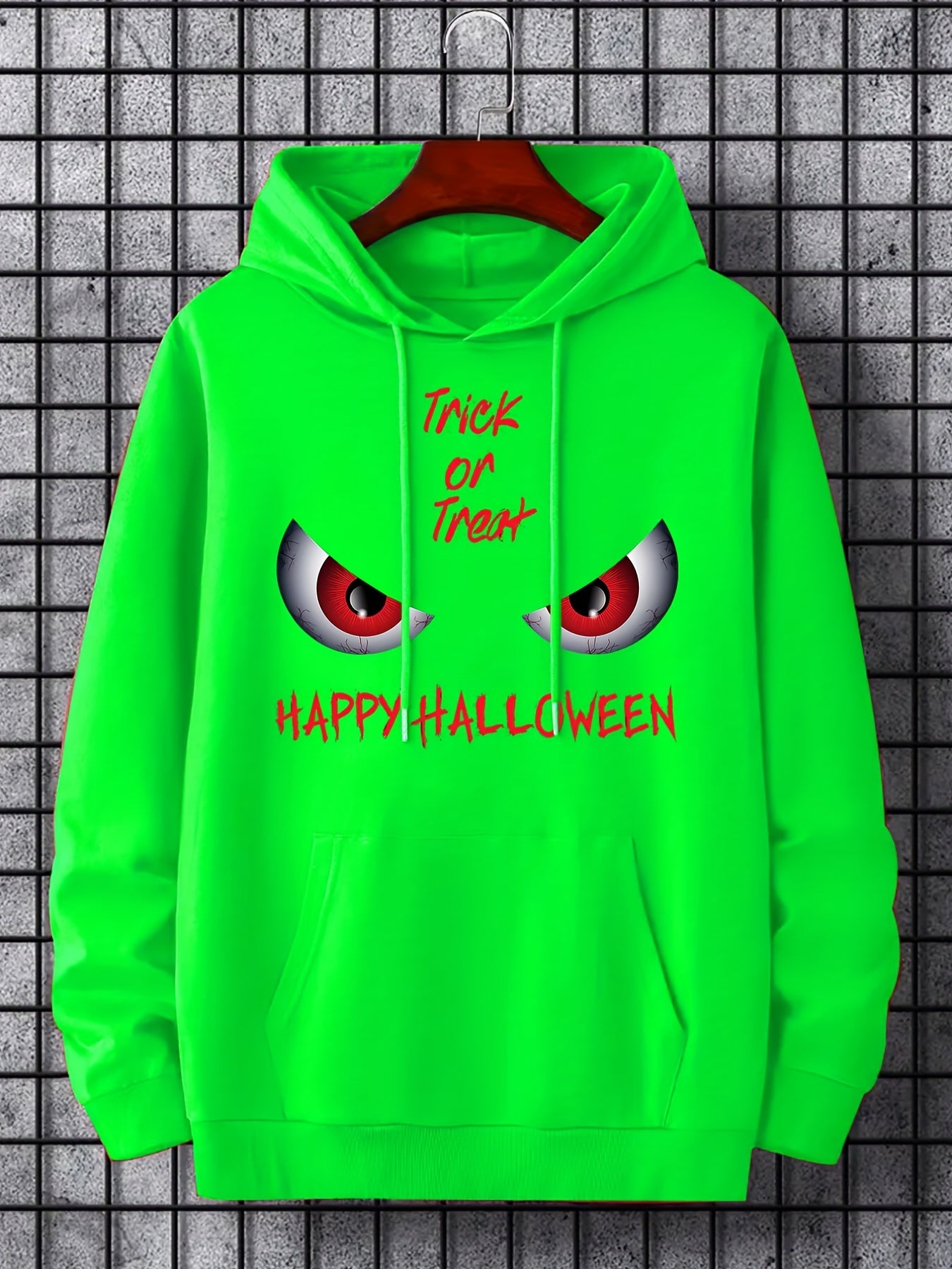 Men's Trick Or Treat Print Hoodie Active Drawstring Sweatshirt