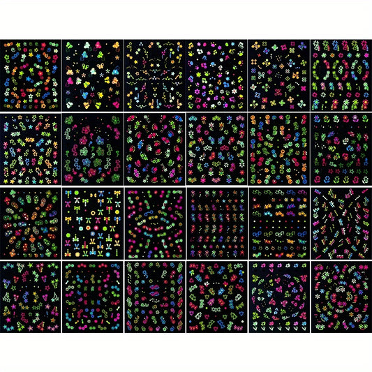 24pcs Glow in the Dark Nail Stickers Self Adhesive Shimmering Waterproof