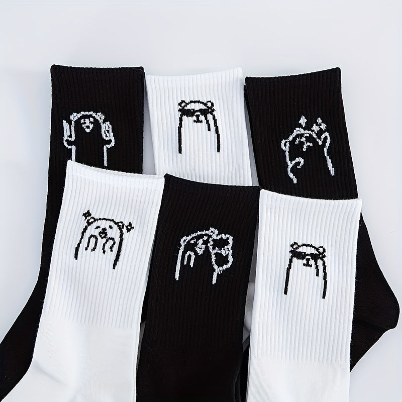 Men's Cartoon Animal Crew Socks Breathable Casual Unisex Socks