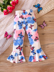Girls' Butterfly Print Flared Pants Spring Summer Fall