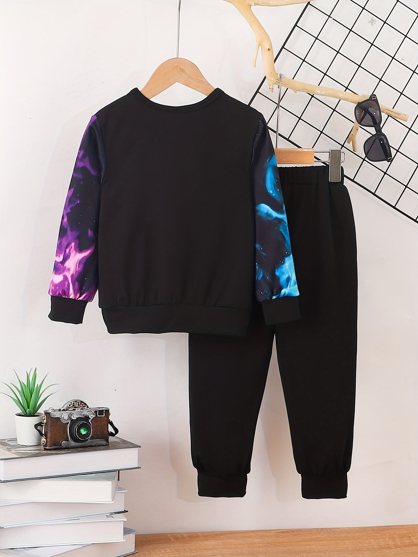 Funny Face Toddler Boy's 2pcs Halloween Sweatshirt & Sweatpants Set