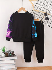 Funny Face Toddler Boy's 2pcs Halloween Sweatshirt & Sweatpants Set