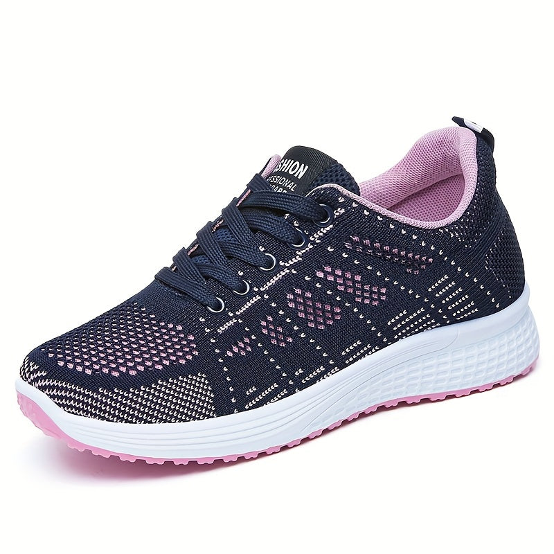 Women's Knit Running Shoes Lace Up Lightweight Sneakers