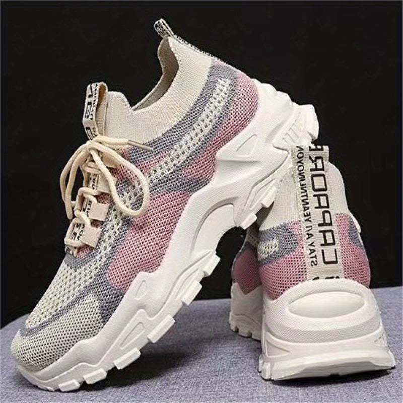 Mesh Tassel Pattern Sneakers Breathable Lace Up Round Toe Shoes
