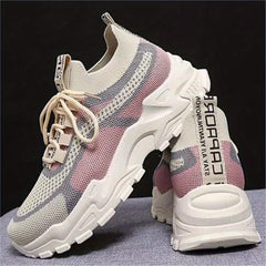 Mesh Tassel Pattern Sneakers Breathable Lace Up Round Toe Shoes