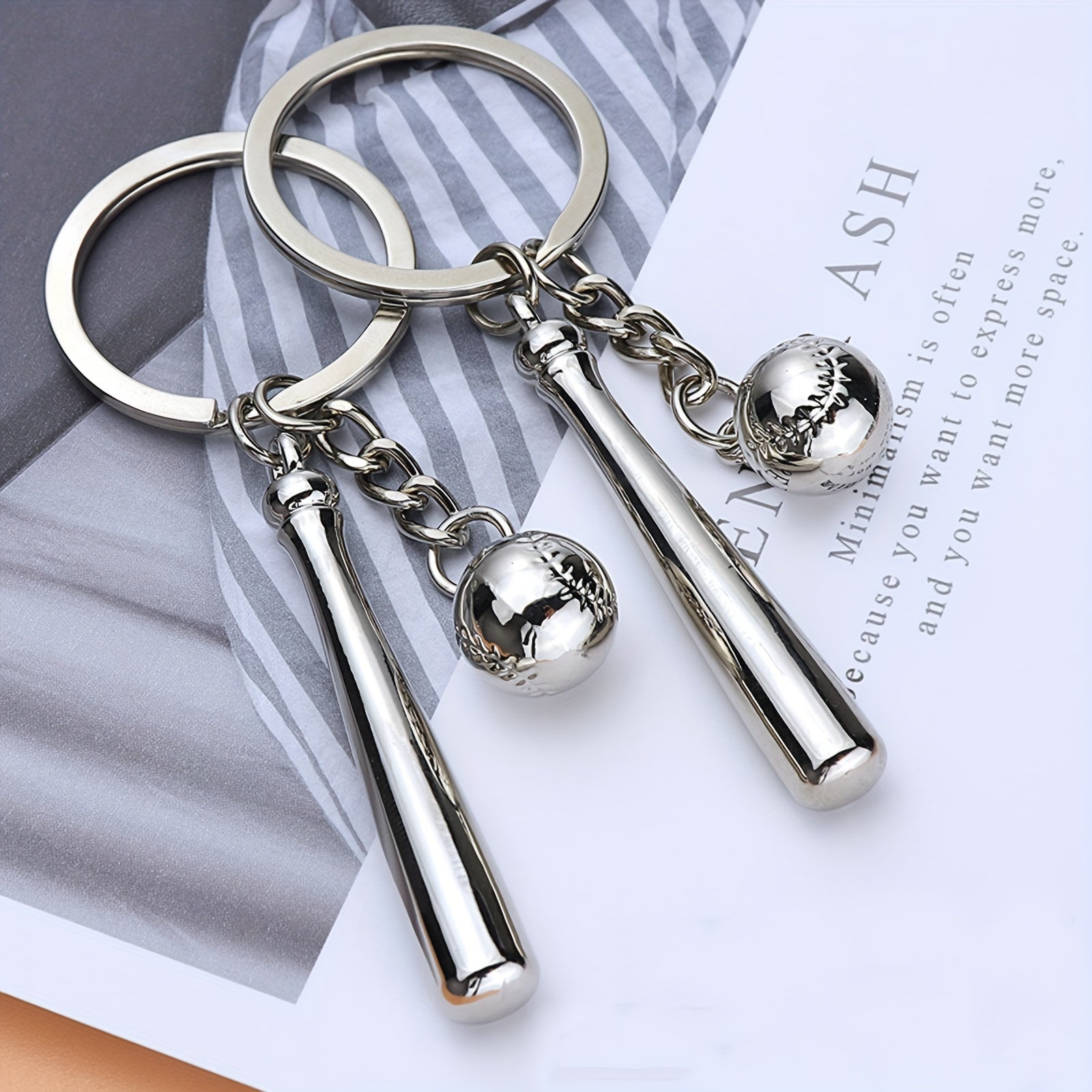 Baseball Bat Key Chain 3D Metal Sports Style Creative Gift