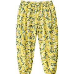 Toddler Girls Flowers Graphic Trousers Elastic Waist Cotton Jogger Pants