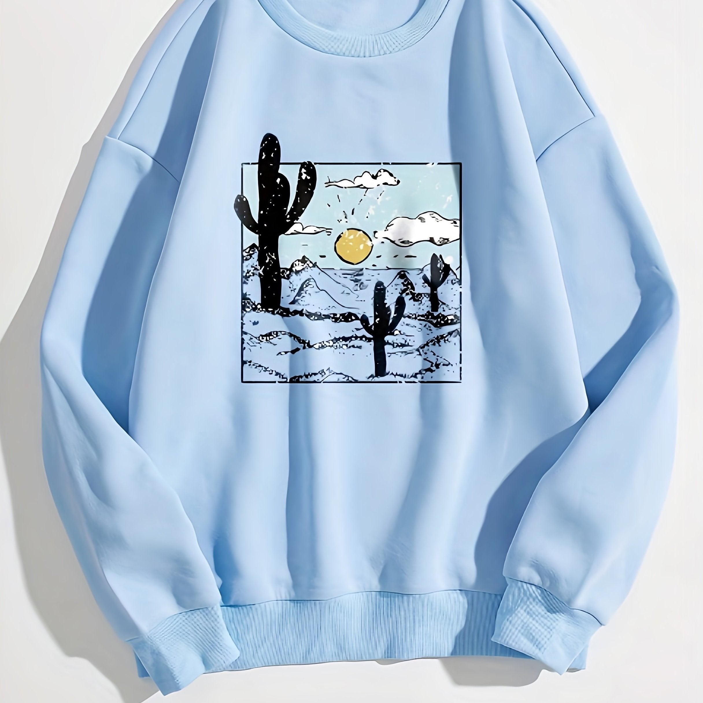 Graphic Print Crew Neck Sweatshirt for Women