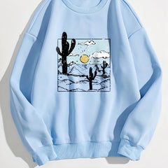 Graphic Print Crew Neck Sweatshirt for Women