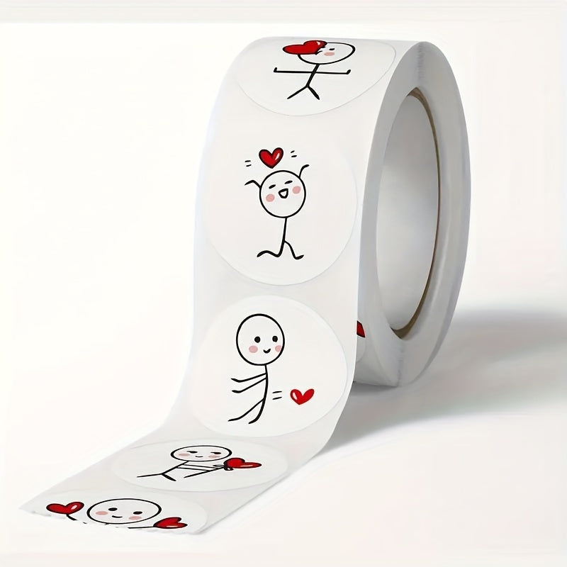 1000pcs Love Stickers 2 Rolls Cartoon Journal Diary Round Creative Label