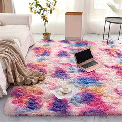 Ultra Soft Plush Rainbow Area Rug Non-slip Fluffy Shaggy Rug
