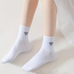 5 Pairs Heart Print Socks Women's Stockings