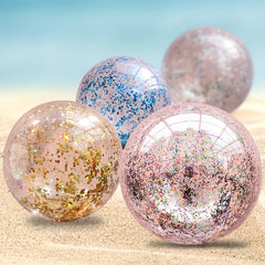 6 Pack Glitter Beach Balls - Confetti PVC Material - Smooth