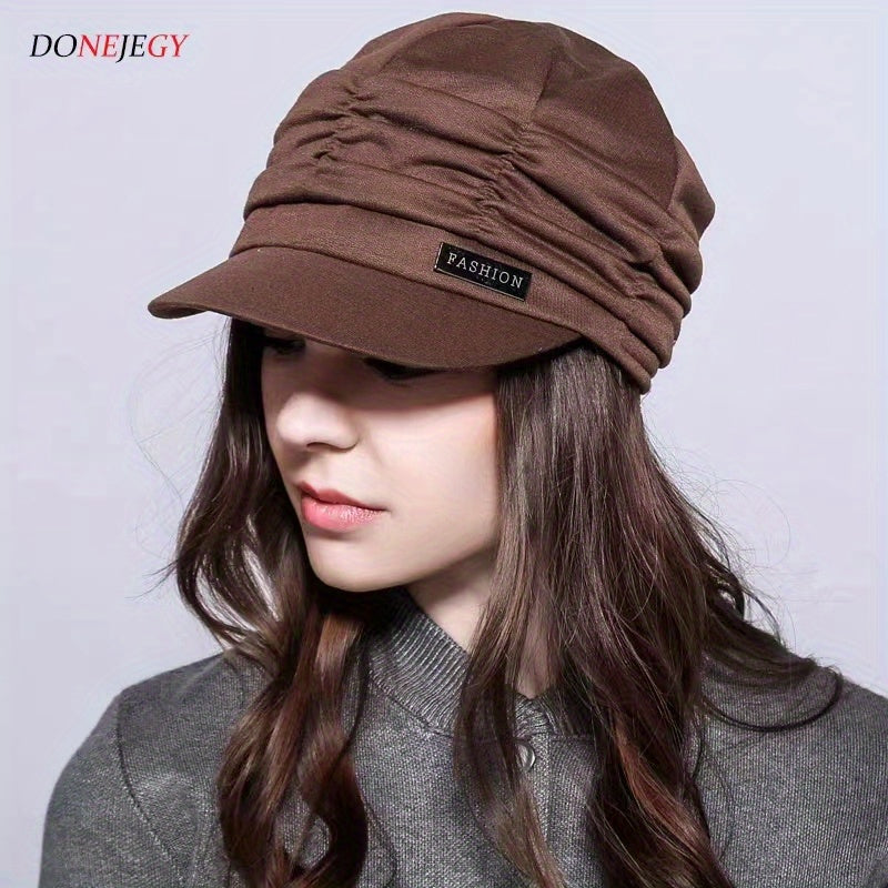 Solid Casual Beret Pleated Elastic Newsboy Hat Blend Warm Painter Hats