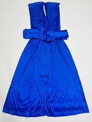 Solid Satin V Neck Midi Tank Dress