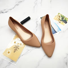 Waterproof Pointed Toe Ballet Flats Solid Slip On Flat Shoes
