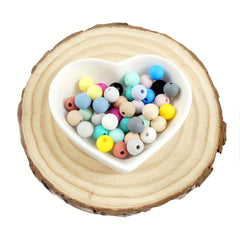 50pcs 15mm Mixed Silicone Plain Beads for Jewelry DIY