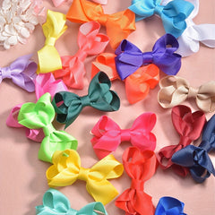 20pcs Colorful Ribbon Bow Hair Clips for Girls