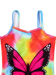 Girls Tie Dye Butterfly One Piece Swimsuit Kids Beach Bathing Suits