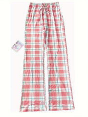 Plaid Drawstring Sleep Bottoms Cozy Home Pants