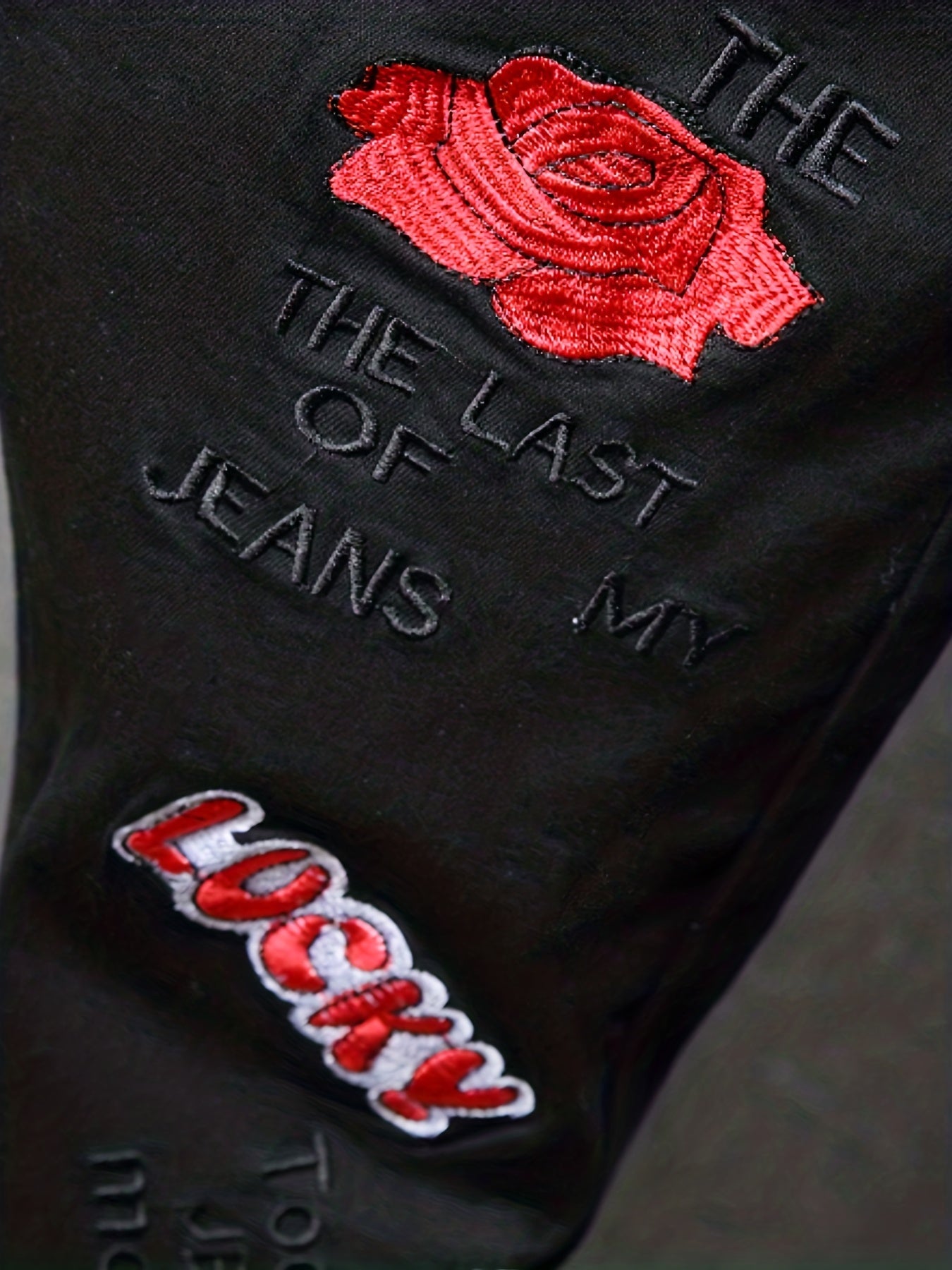 Slim Fit Embroidery Jeans Men s Casual Stretch Street Style Cotton Denim Pants