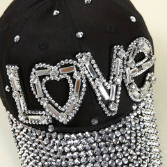 LOVE Rhinestone Decor Baseball Cap Sun Hats Adjustable Golf Dad Hats For Women