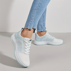 Women's Breathable Flying Woven Sneakers Low Top Lace Up Shoes