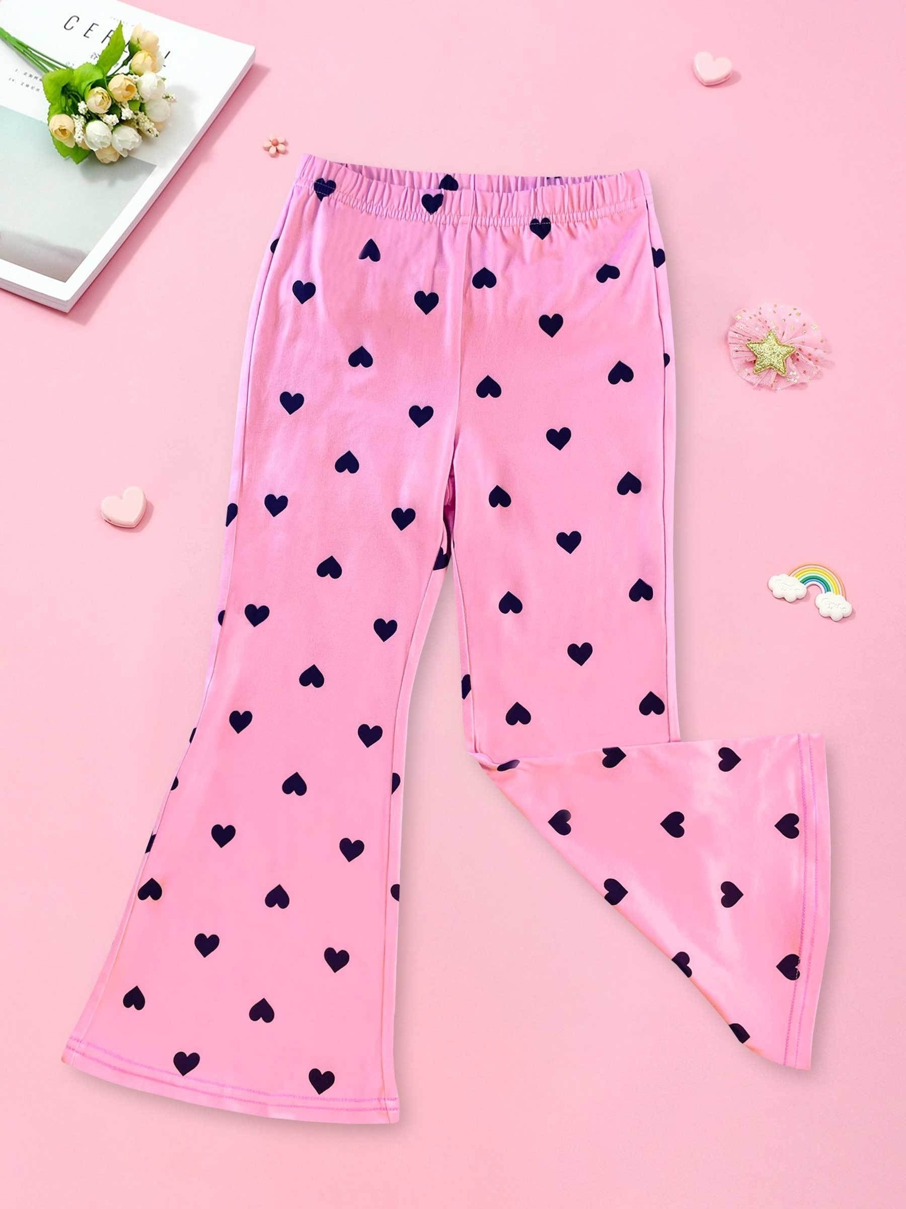 Toddler Girls Heart Graphic Flare Leg Pants