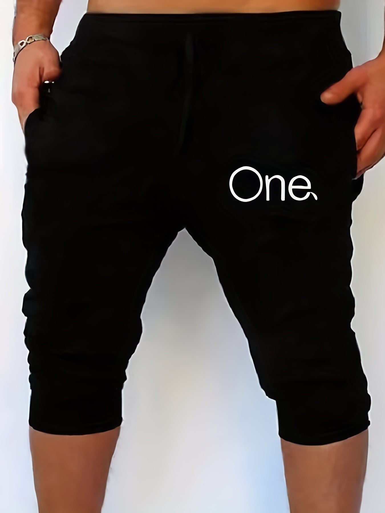 Men's Solid Color Knee-Length Drawstring Shorts for Summer