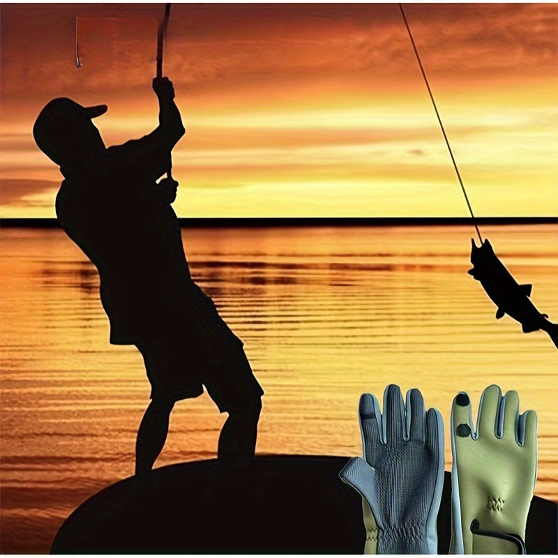 Non slip Fishing Gloves Waterproof Fingerless Gloves