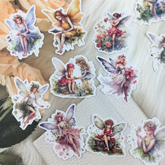 Retro Flower Fairy Elf Sticker Set for Scrapbooking
