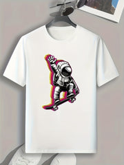 Astronaut Print Men's Graphic T-shirt for Summer