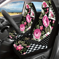 Stylish Rose Print Universal Seat Cover for Car Interior Upgrade