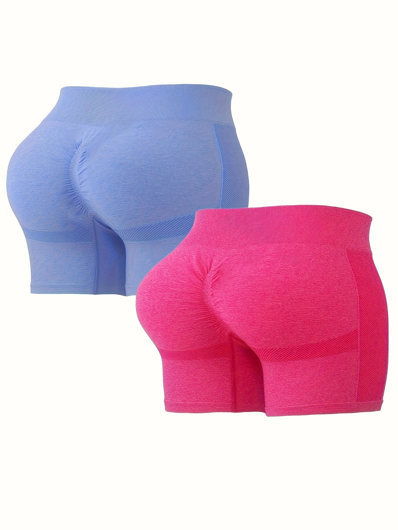 2pcs High Waist Yoga Shorts Slim Fit Butt Lifting Seamless Sports Shorts