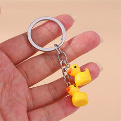 Cartoon Yellow Duck Keychain For Men, Candy Bear Cloud Bag Pendant
