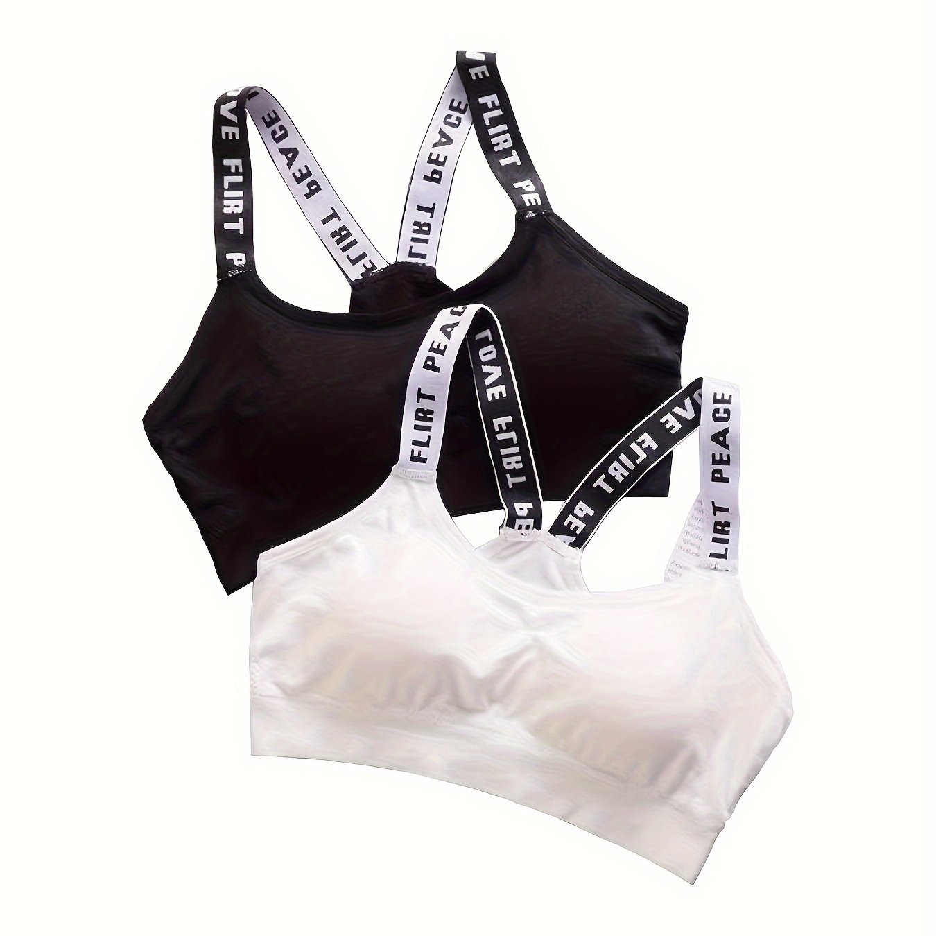 2pcs Wireless Bras Letter Print Comfy Intimates Women's Lingerie