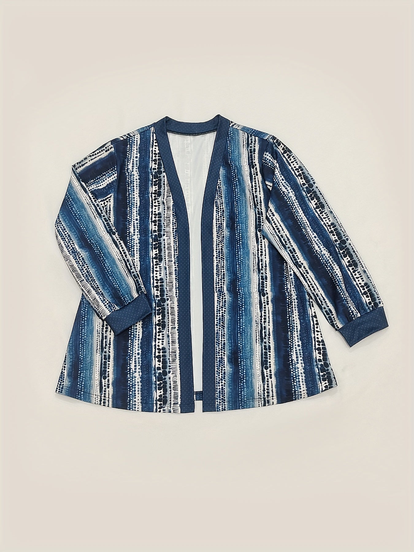 Tie Dye Long Sleeve Open Front Non Stretch Blouse