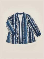 Tie Dye Long Sleeve Open Front Non Stretch Blouse