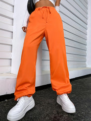 Drawstring Waist Straight Leg Pants for Women