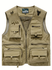 Men's Zipper Cargo Vest For Spring Summer Outwear