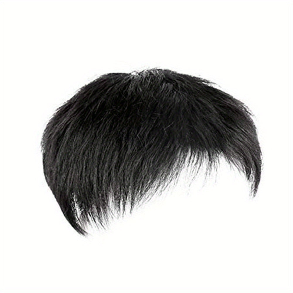 Men's High Top Fade Wig Natural Short Human Hair Toupee Clip