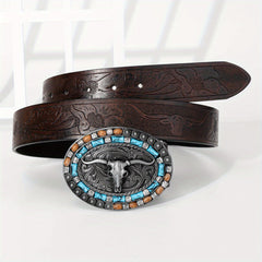 Vintage Western Cowboy Embossed Leather Belt