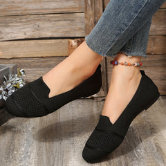 Women's Knitted Ballet Flats Soft Sole Slip On Shoes Almond Toe