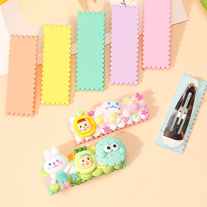 10pcs Cream Glue Candy Hair Clips DIY Resin Accessories