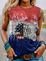 Flag & Letter Print Short Sleeve T shirt