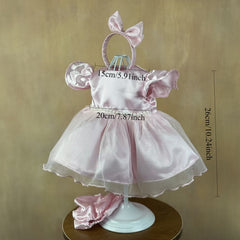Princess Dress Headband Shorts Clothing Set for 19-22inch Reborn Baby Dolls